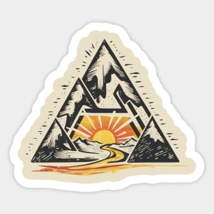 mountains over sunset Sticker